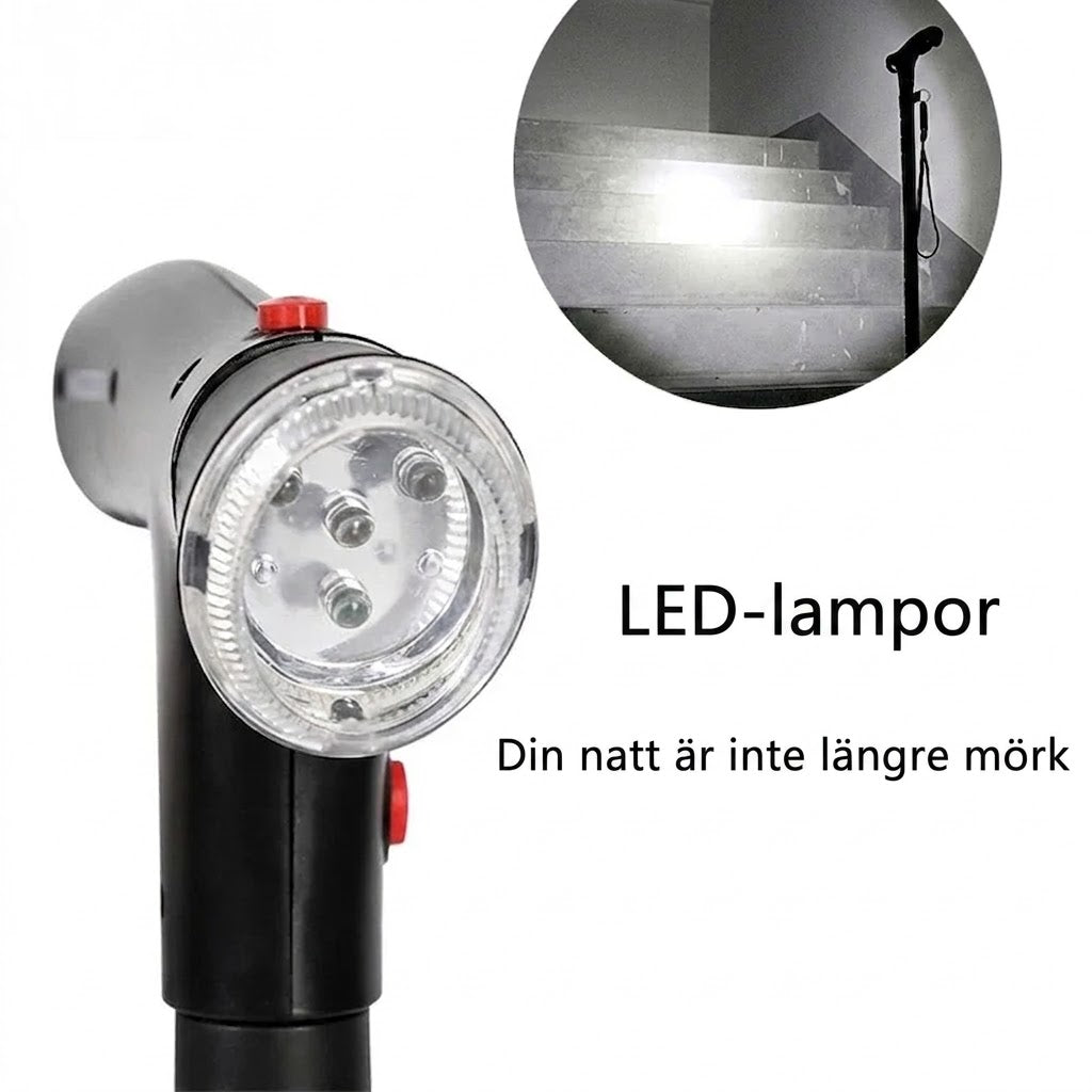 LED-ljus i handtaget lyser upp vägen i mörker