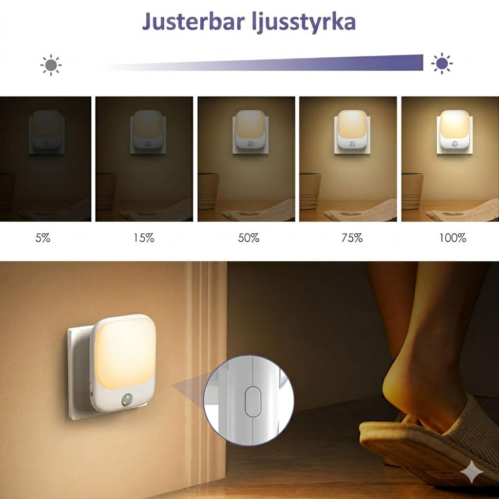 Justerbar ljusstyrka 5% till 100%